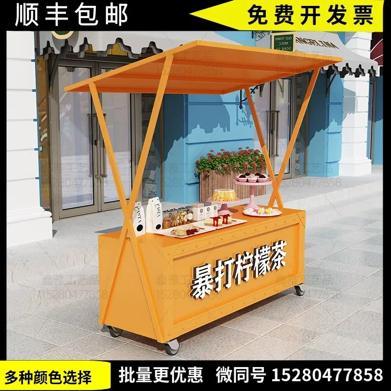 European wrought iron float car street stall car market mobile market dining car trolley shopping mall outdoor stall