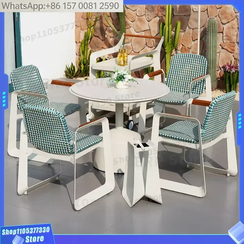 Lion Design Modern Outdoor Dining Table and Chair Set with Aluminum Rattan Waterproof Eco-Friendly for Restaurant Use