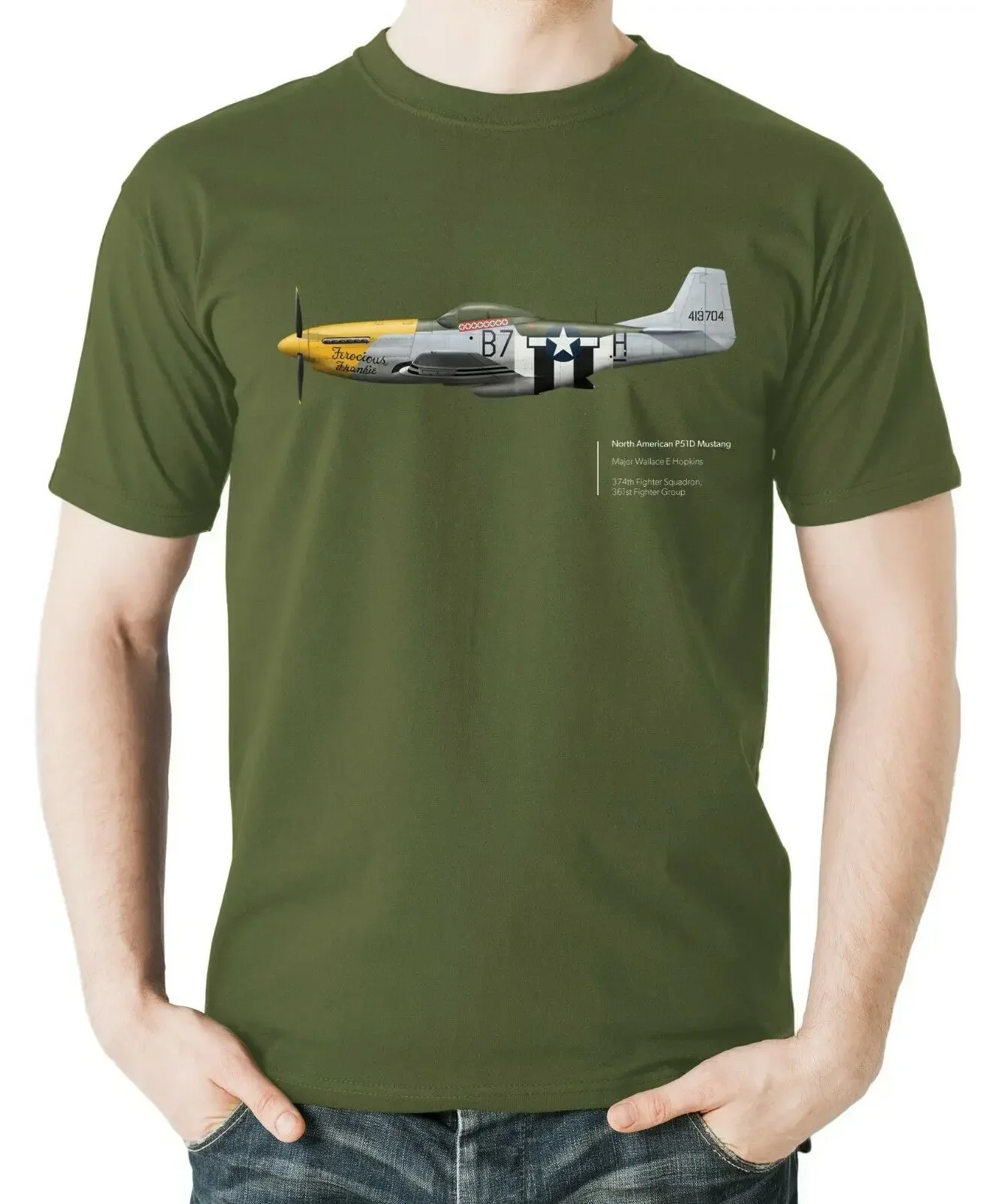 Aviation Themed US Air Force P 51D Mustang Fighter T-Shirt 100% Cotton O-Neck Summer Short Sleeve Casual Mens T-shirt Size S-3XL