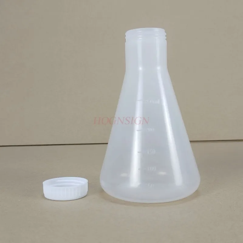 Chemistry Teaching Supplies Plastic Conical Flask Erlenmeyer Flask Conical Flask Wide Mouth Plastic Shake Flask Bottle with Cap