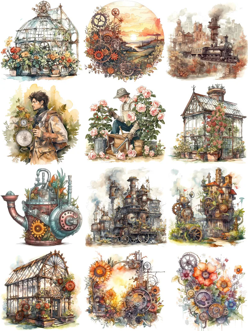 Mechanical Garden Stickers Crafts And Scrapbooking stickers kids toys book Decorative sticker DIY Stationery