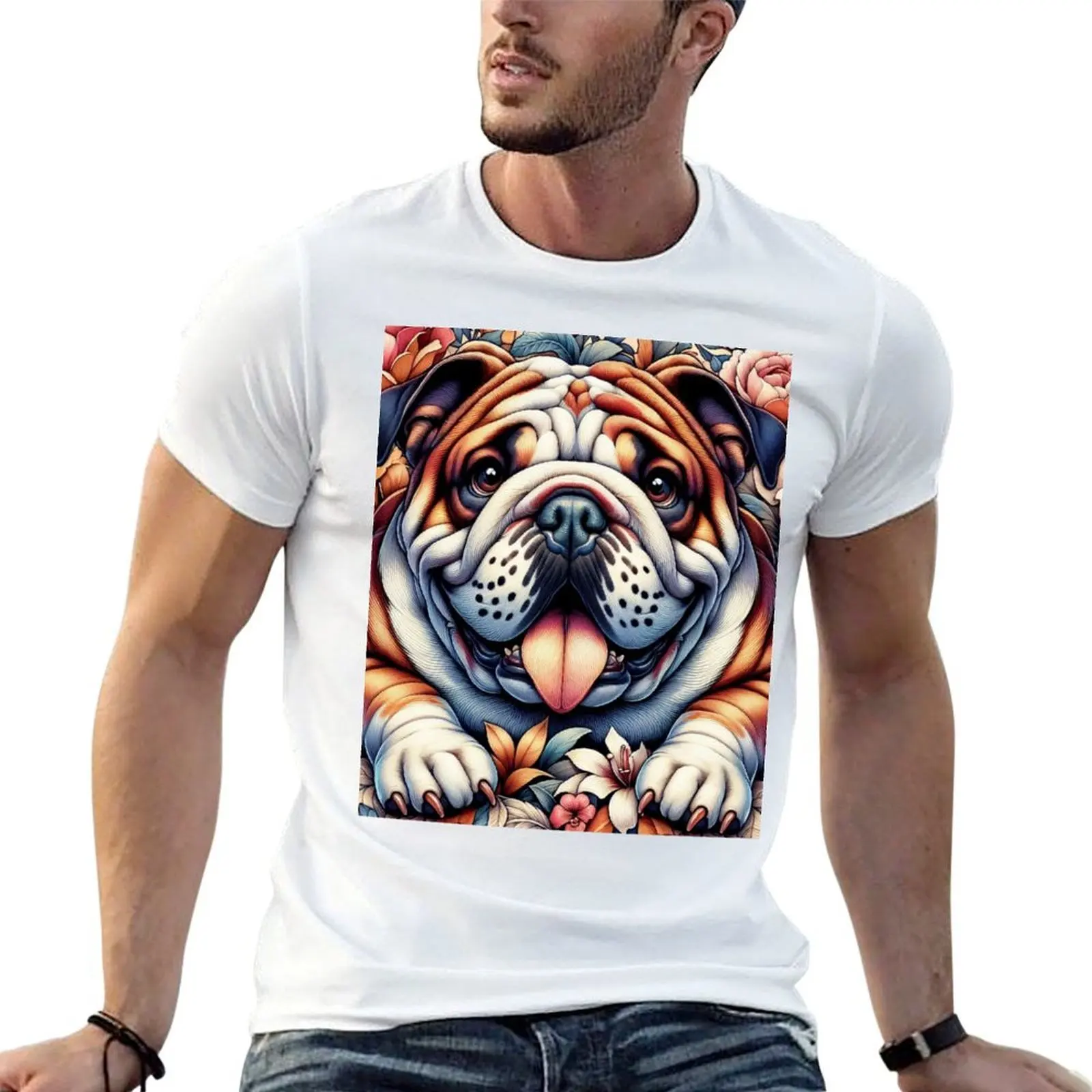 Camiseta gráfica Beatiful t personalizada de lujo, camisetas de alta calidad con estampado, camisetas para hombre, marca Bulldog Happy man t