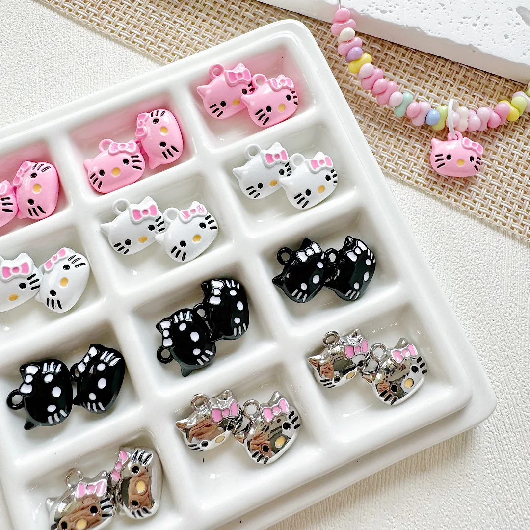 Cute Style Hello Kitty KT Cat Paint Alloy Pendant DIY Mobile Phone Chain Necklace Pendant Hairpin Jewelry Accessories