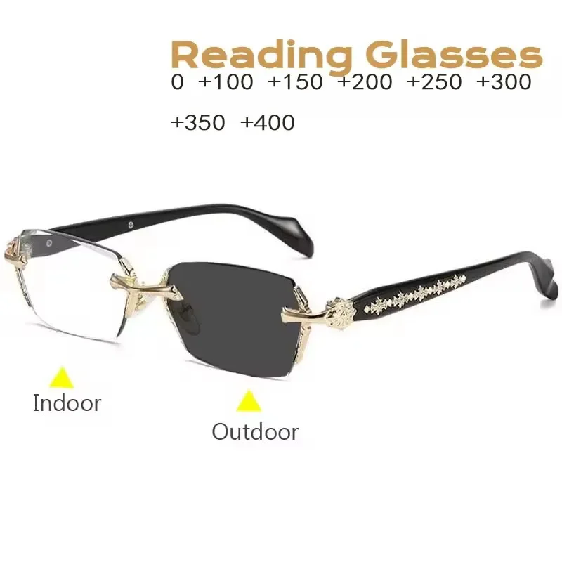 

Photochromic Reading Glasses for Women Female Male Vintage Outdoor Color Changing Anti-UV Sunglasses Finished Presbyopia Eyewear