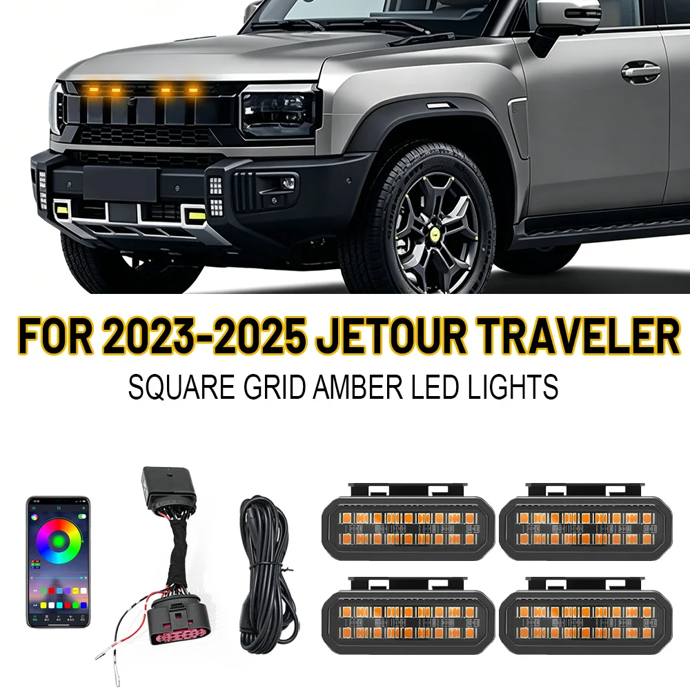 

FOR 23-25 JETOUR TRAVELER Grille Amber LED Marker Lights Car Front Grill Yellow Decor Lamp Modification Accessories ﻿