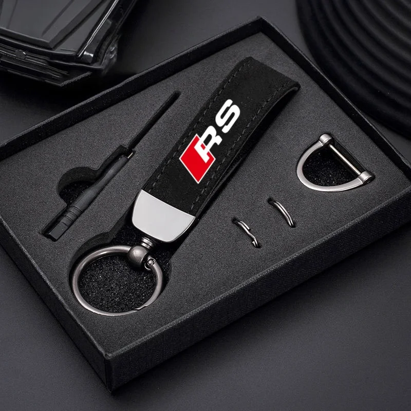 

New Women Men Luxury Car KeyRing Suede Leather Car Keychain Accessories For AUDI RS A3 A4 A6 A7 Q3 Q4 Q5 Q7 S3 S4