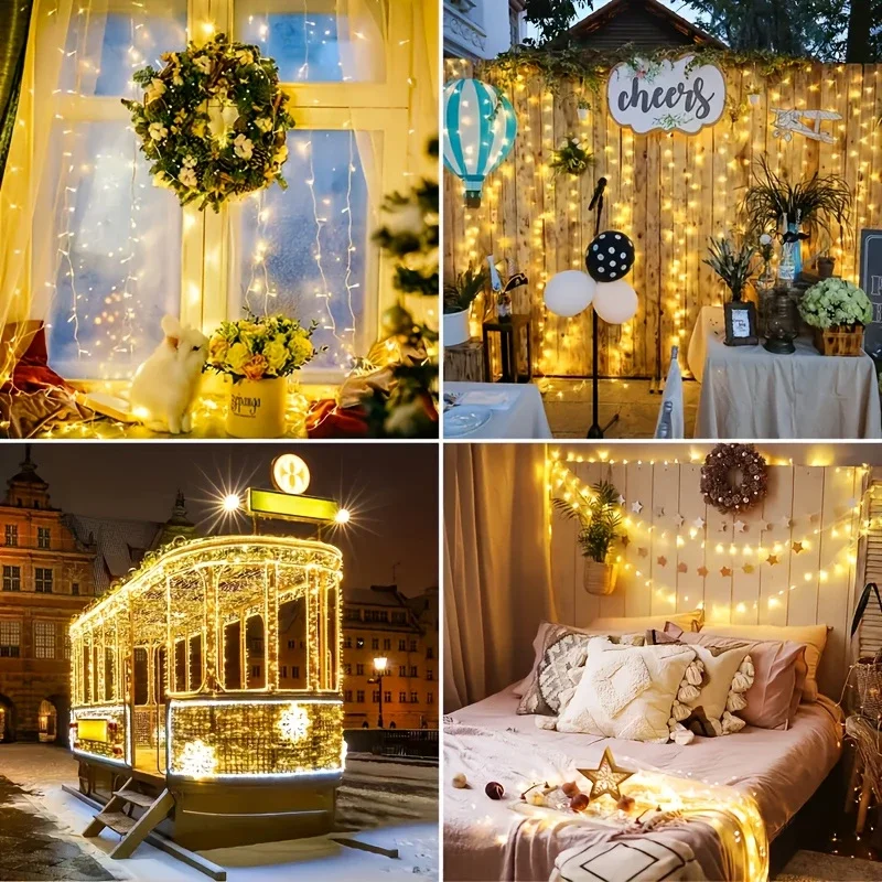 1pc 10/20/40/80LED Battery Powered String Lights Waterproof Fairy Light For Home Garden Party Tree Indoor Outdoor Festival Decor