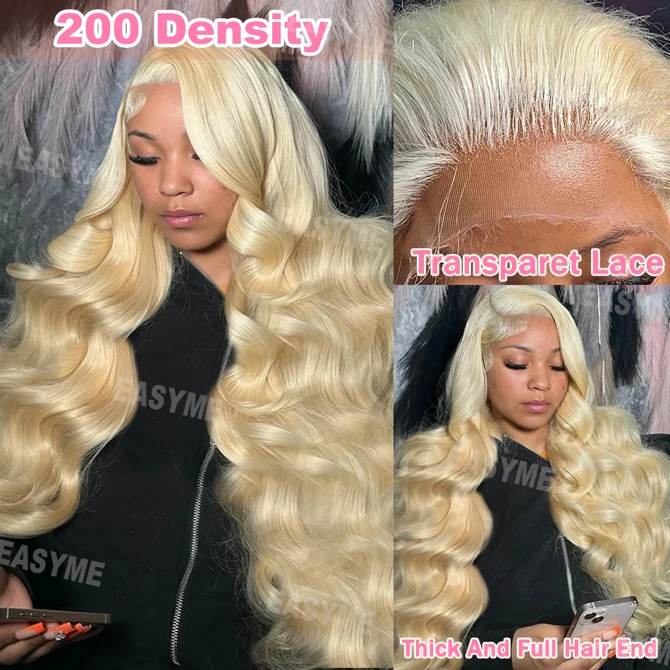 613 Blonde hd Transparent 13x6 Body Wave Lace Frontal Wig Preplucked Brazilian Colored 13x4 Lace Front Human Hair Wigs For Women