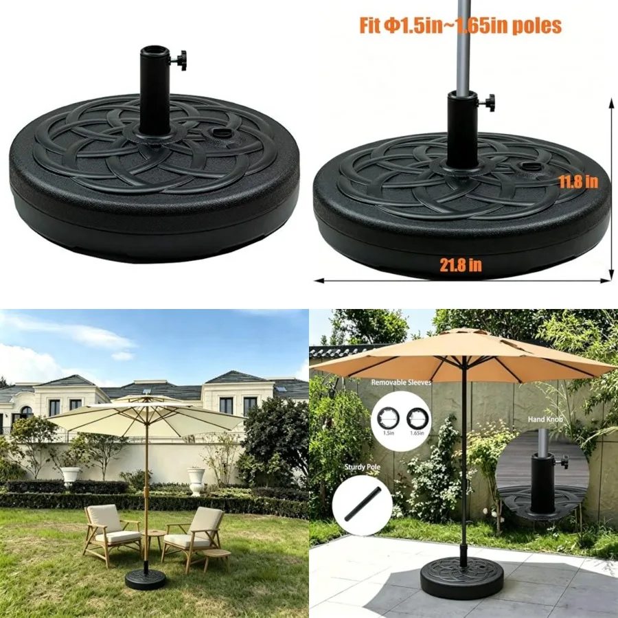 

Water Filled 55LB Patio Umbrella Base Heavy Duty Round Patio Umbrella Base Stand for Outdoor
