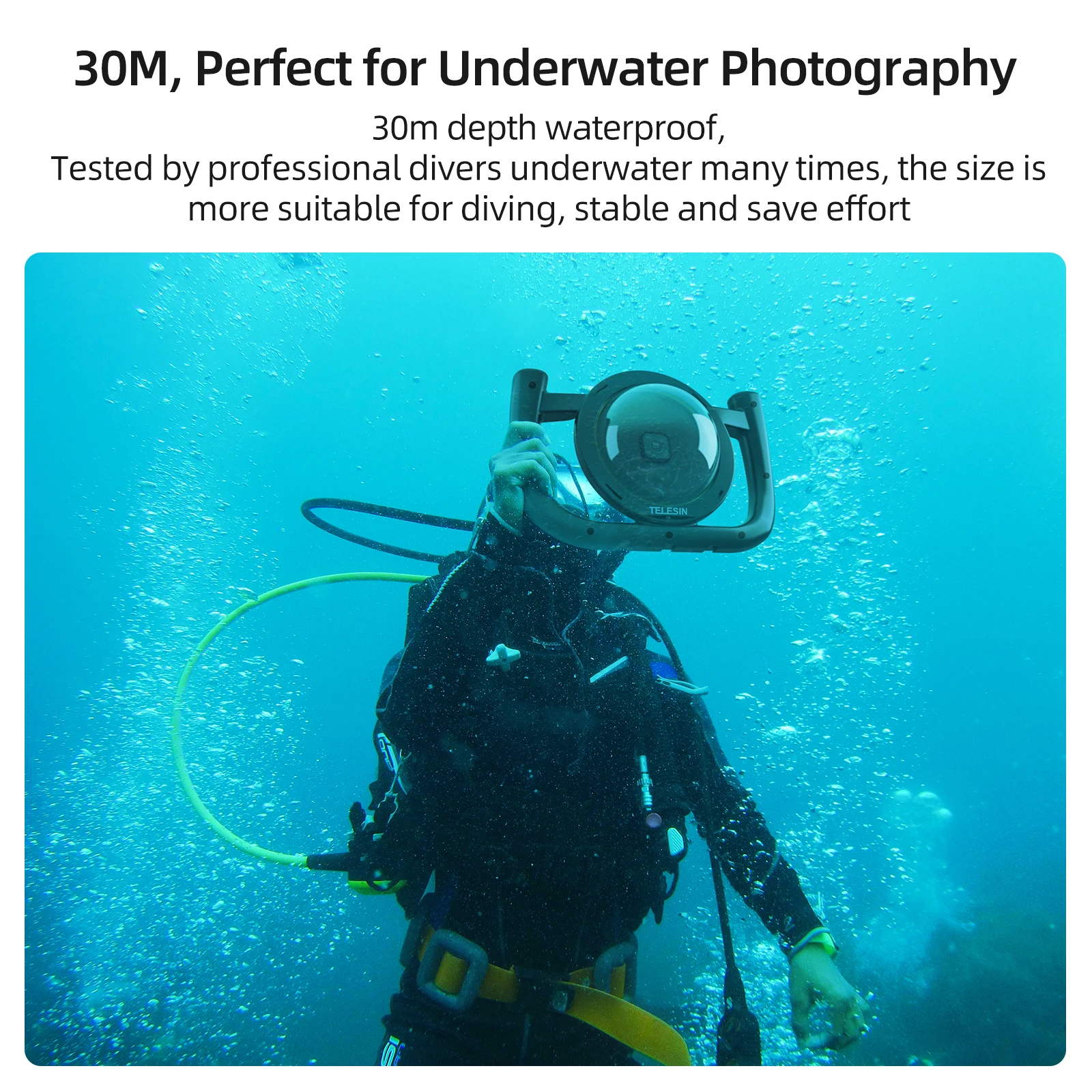 TELESIN Waterproof Handheld Diving Rig Stabilizer for Underwater Camera Housing for GoPro 12 Hero11 10 9  Action Dome
