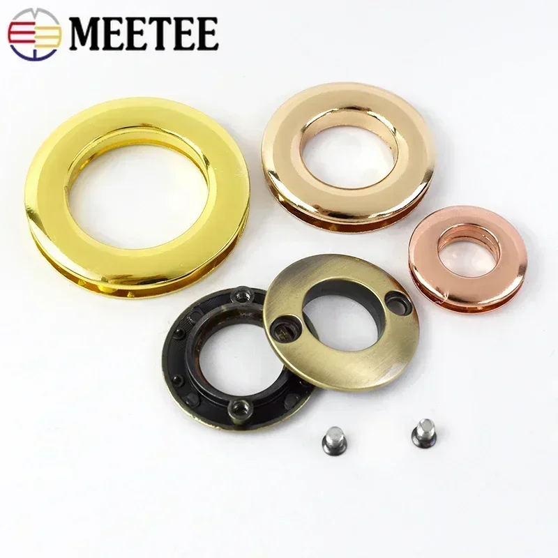 Meetee 10/20Pcs Eyelet Screw Metal Buckle 10-25mm Alloy Die Casting Eyelets O Ring Nail Buckles Chain Stoma Hook Clasp Accessory