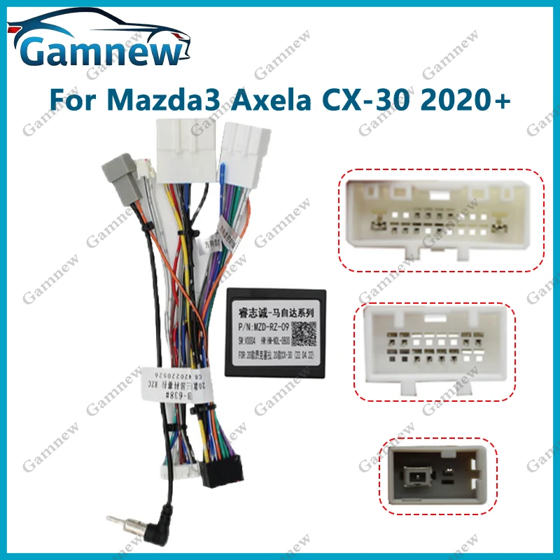 Car 16pin Wiring Harness Adapter Canbus Box Decoder Android Radio Power Cable For Mazda 3 Axela CX-30 2020+