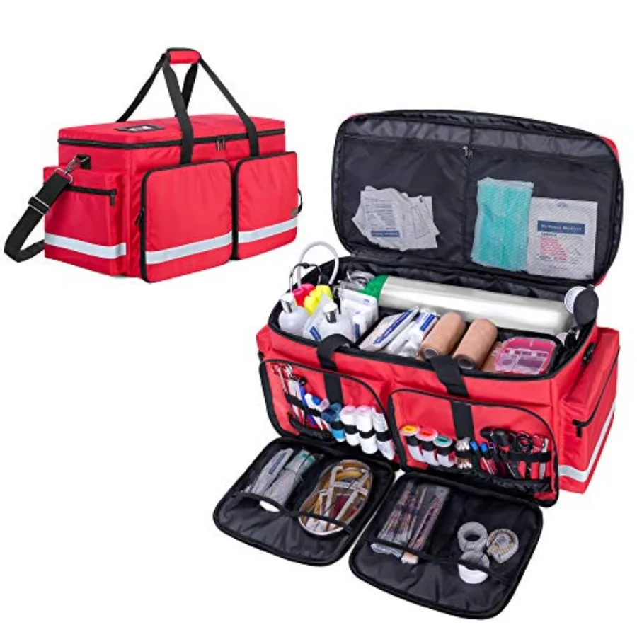 

Emergency Medical Bag Empty with Compartment for Oxygen Tank M2-M22,First Responder Trauma Bag with Reinforce Bottom Board for