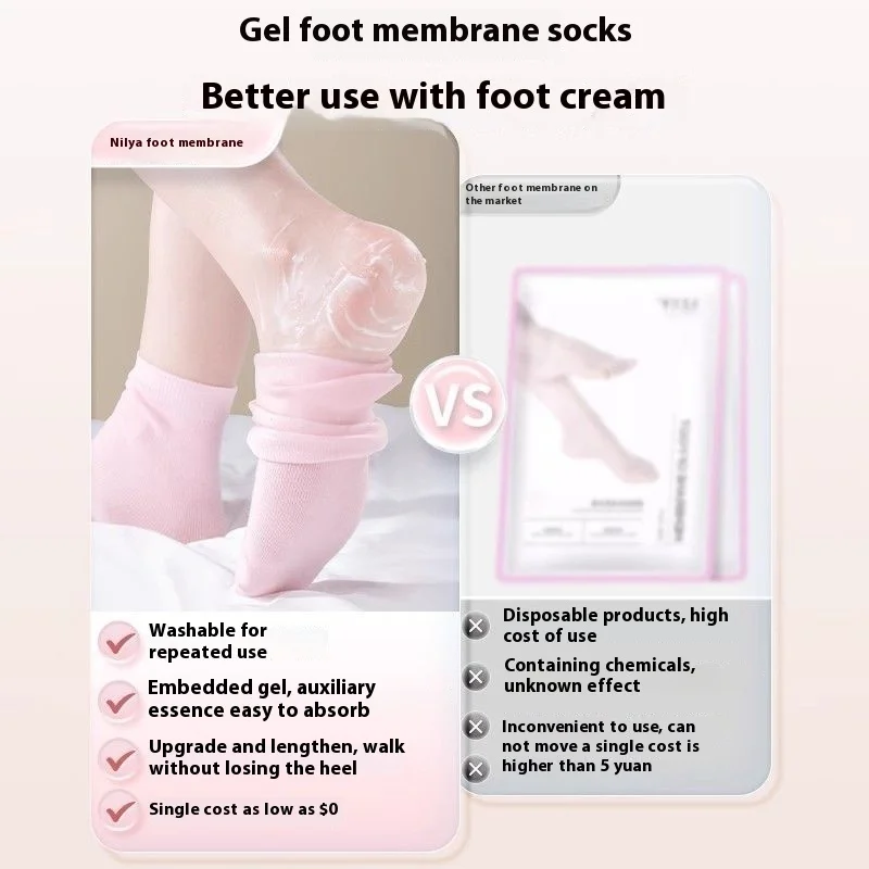 เจลฟิล์มเท้าถุงเท้าฟิล์มมือชุด Exfoliating Dead Skin Anti-heel แห้ง Cracked ซิลิโคนเท้า Protector Whiten Moisturizing Cover