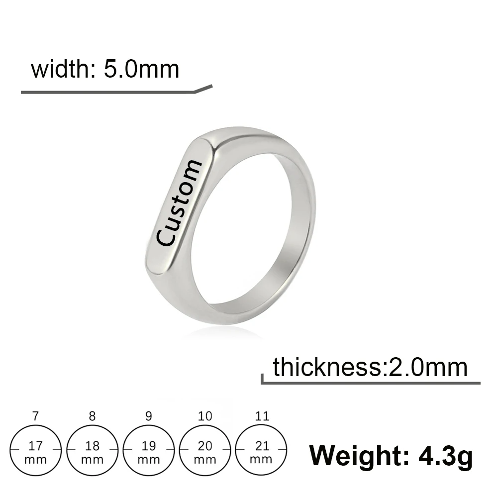 Gravur Name Fingerringe personal isierte benutzer definierte Ring Geschenk für Frau Männer Hochzeit heiraten Silber Farbe Edelstahl Schmuck