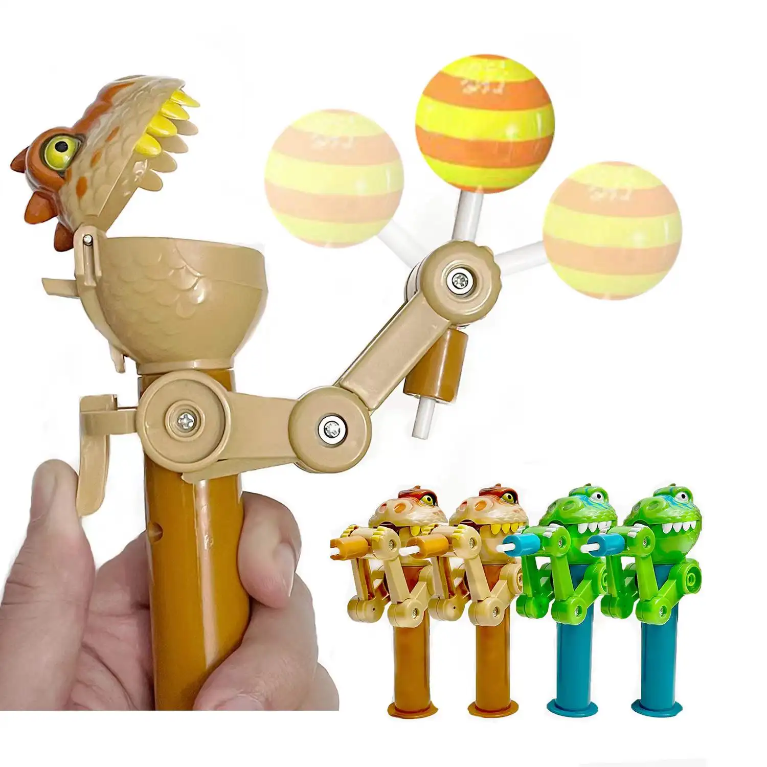 4 Pcs Novelty Robot Lollipop Holder Relax Toy Cute Creative Gifts Lollipop cat toy With catnip Big Mouth Dinosaur Catnip Ball