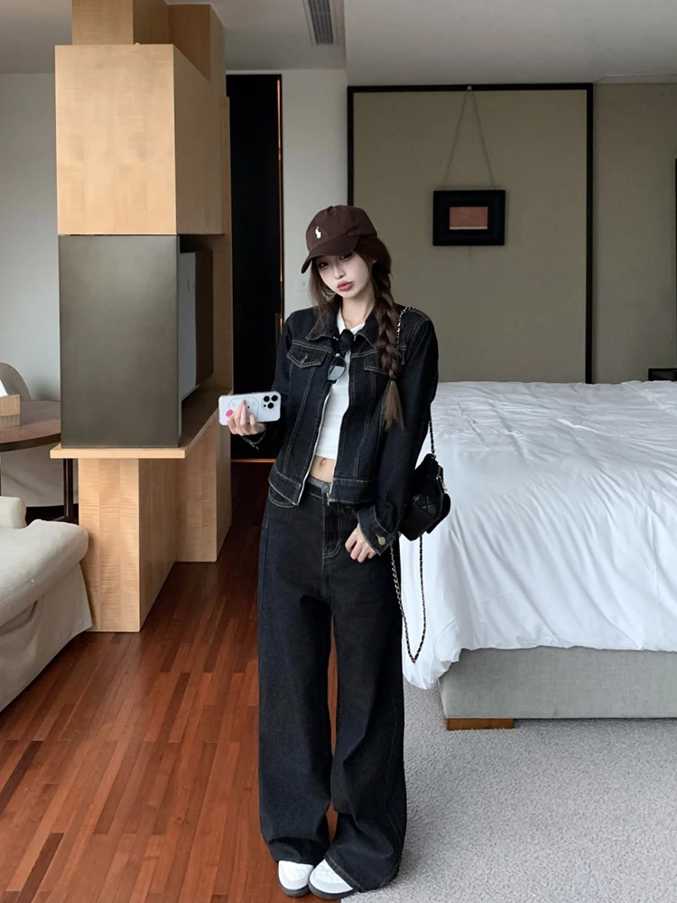 

Denim Coat High Quality Big Pearl Womens Spring French Style Ruffled Long-Sleeved Lacework Embroidered Elastic Raglan Vacation