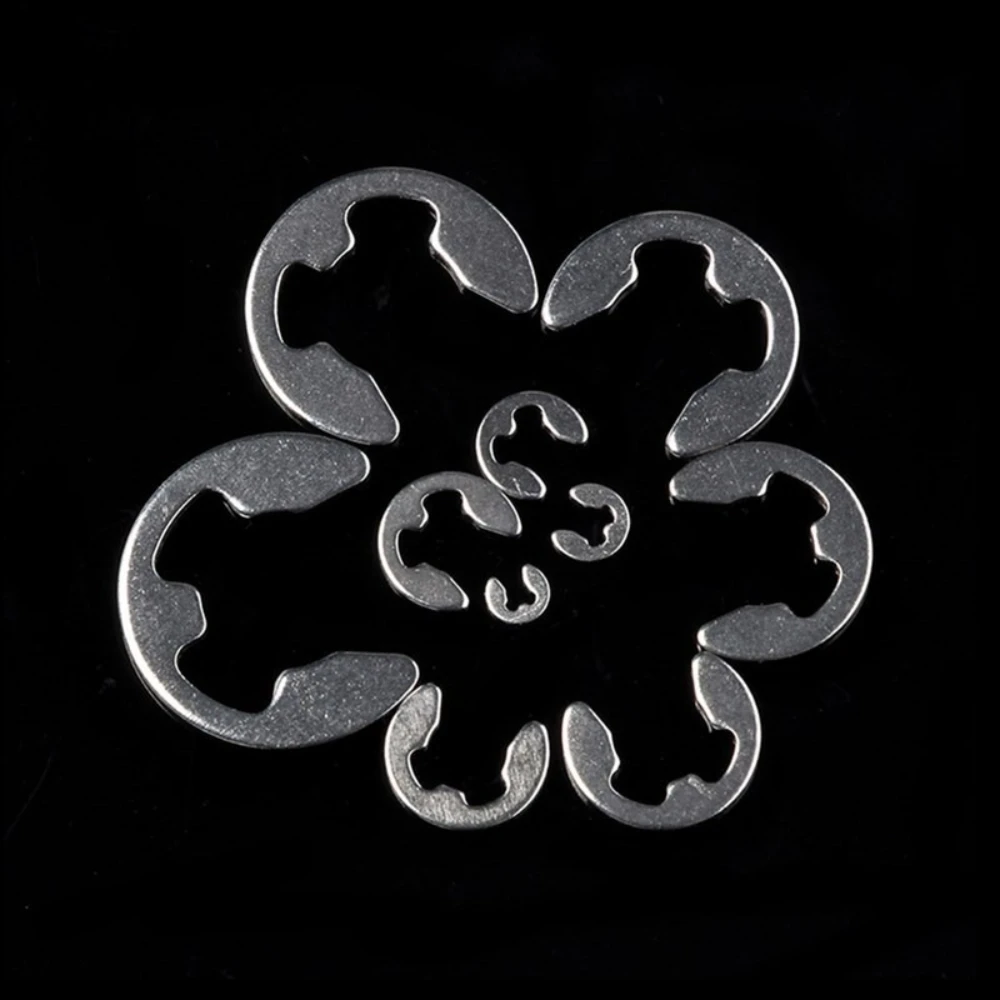 

120pcs 304 Stainless Steel E-type Retaining Ring Open Retaining Ring Box 1.5mm-10mm Gasket Sealing Ring Hardware Accessories