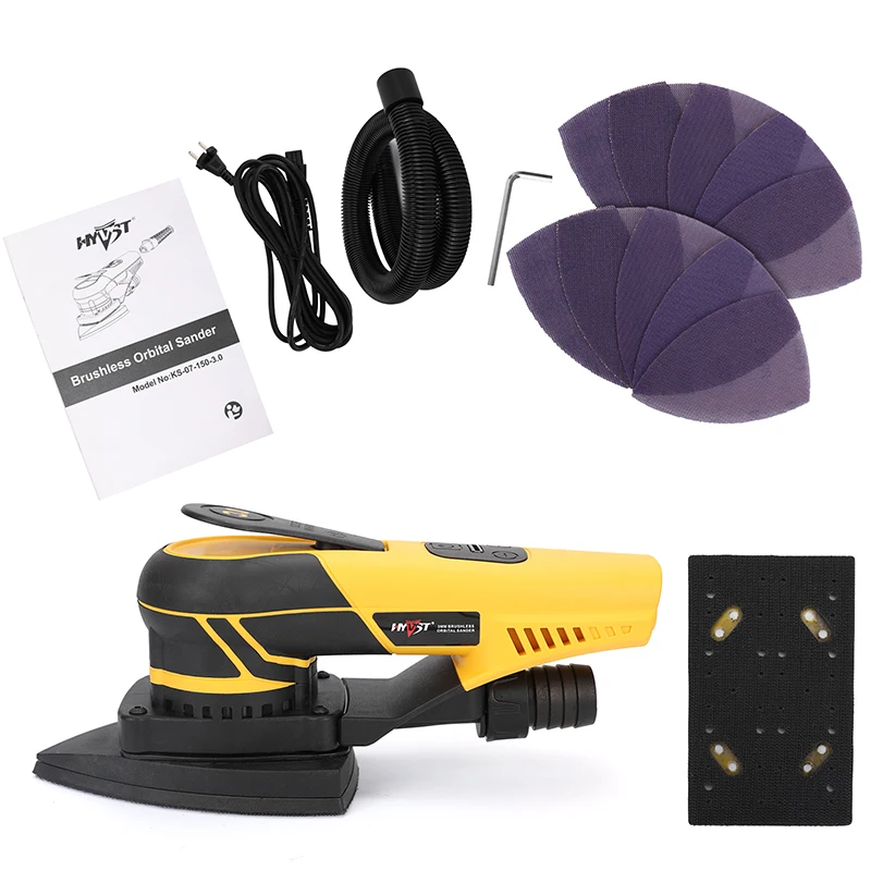 HYVST 350W 3A Electric Delta Random Orbital Sander Mouse Sander with Pluggable Wire,Central Vacuum, Sanders for Wood working