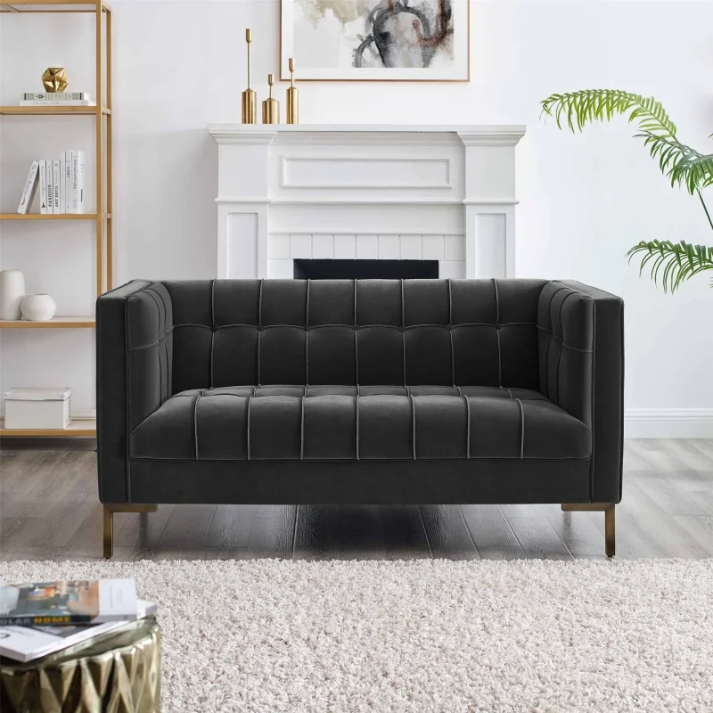 Isaac - Stitch Velvet Loveseat - Grijs