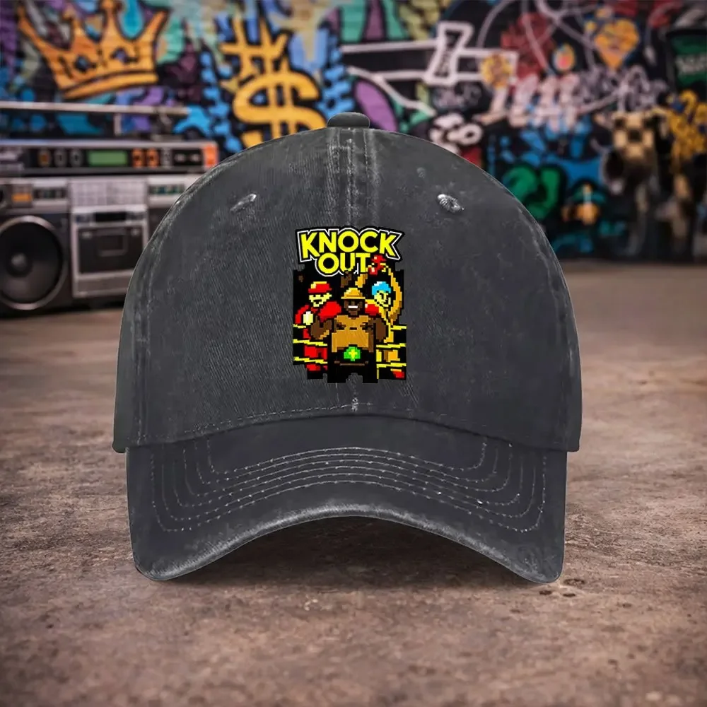 1pc Unisex Punch-Out Vintage Washed Baseball Cap Men'S Trendy Hat Versatile Duckbill Cap Fun Print Unique Birthday Gift for Dad