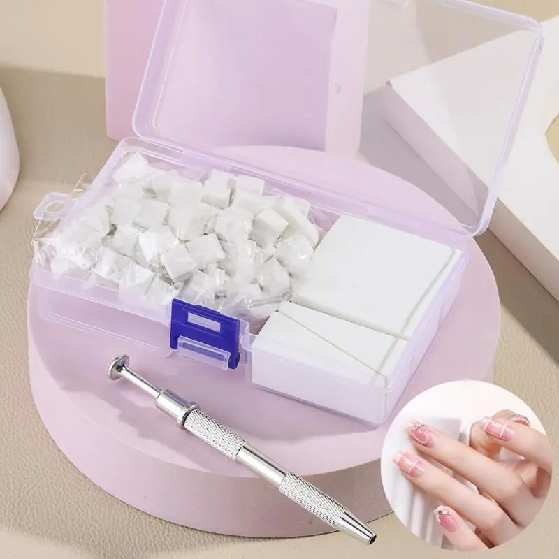 1 scatola di spugne morbide per nail art per polvere Ombre effetto sfumato schiuma per trucco spugne per nail art pennello con penna per afferrare strumenti per manicure