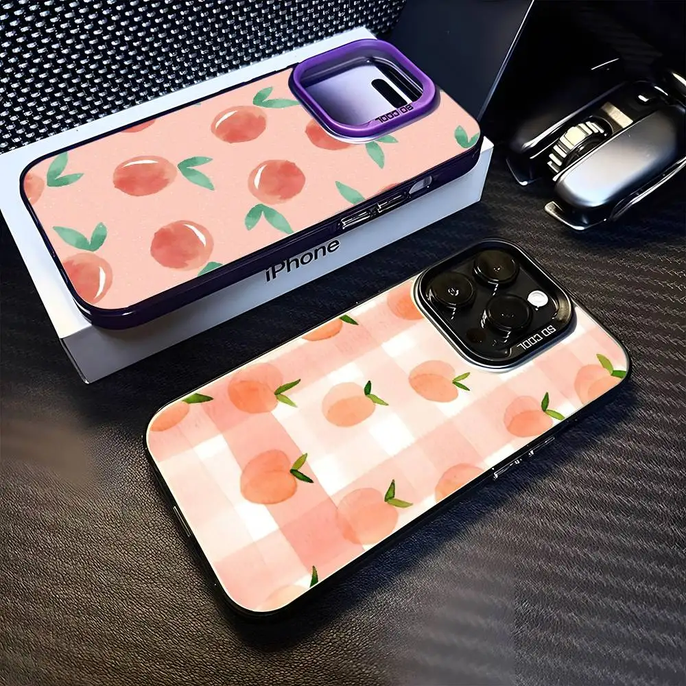 

Peaches Phone Case For iPhone17,16,15,14,13,12,11 Plus,Pro Max Purple Matte Shockproof Cover