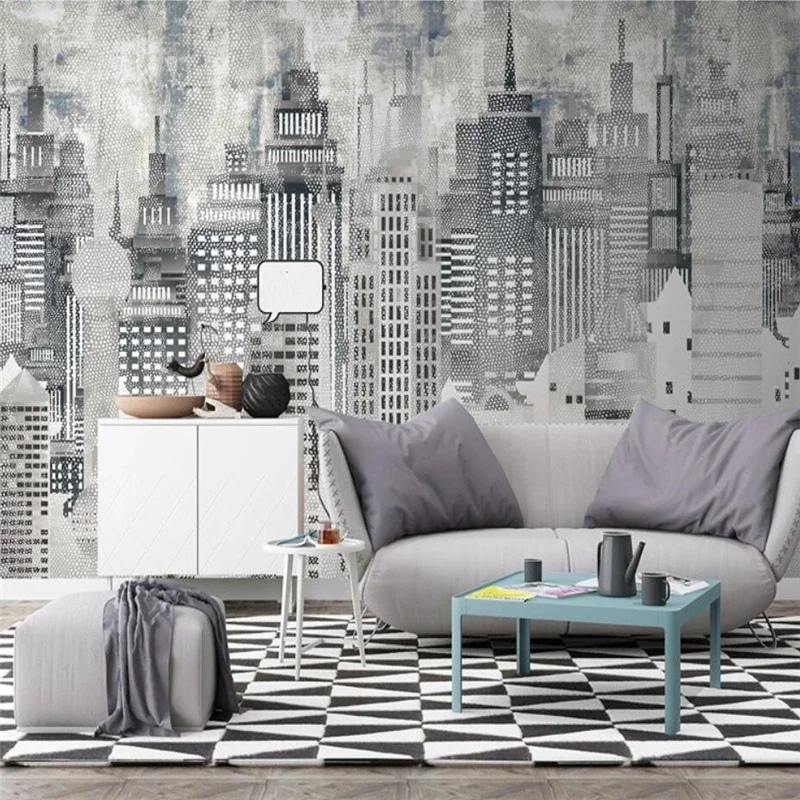 beibehang custom Photo Nordic Urban Architecture Wallpaper For Bedroom Living Room Sofa TV Background Poster 3D Mural home decor