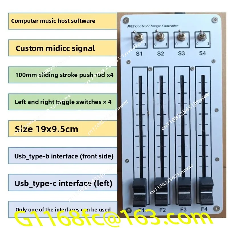 4 Push 4 Switch 100mm Slide Fader Computer Music Host Software with USB Interface MIDI CC Controller