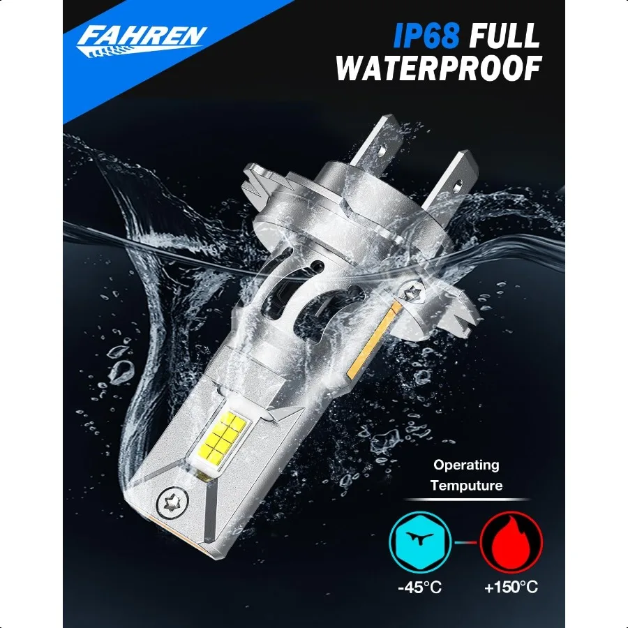 H7 مصابيح كهربائية LED 30 000LM er Brightn 1:1 حجم لا حاجة إلى محول التوصيل اللعب 6500 كيلو الأبيض مع 16 رقائق CSP Canbus جاهزة غير القطب #6