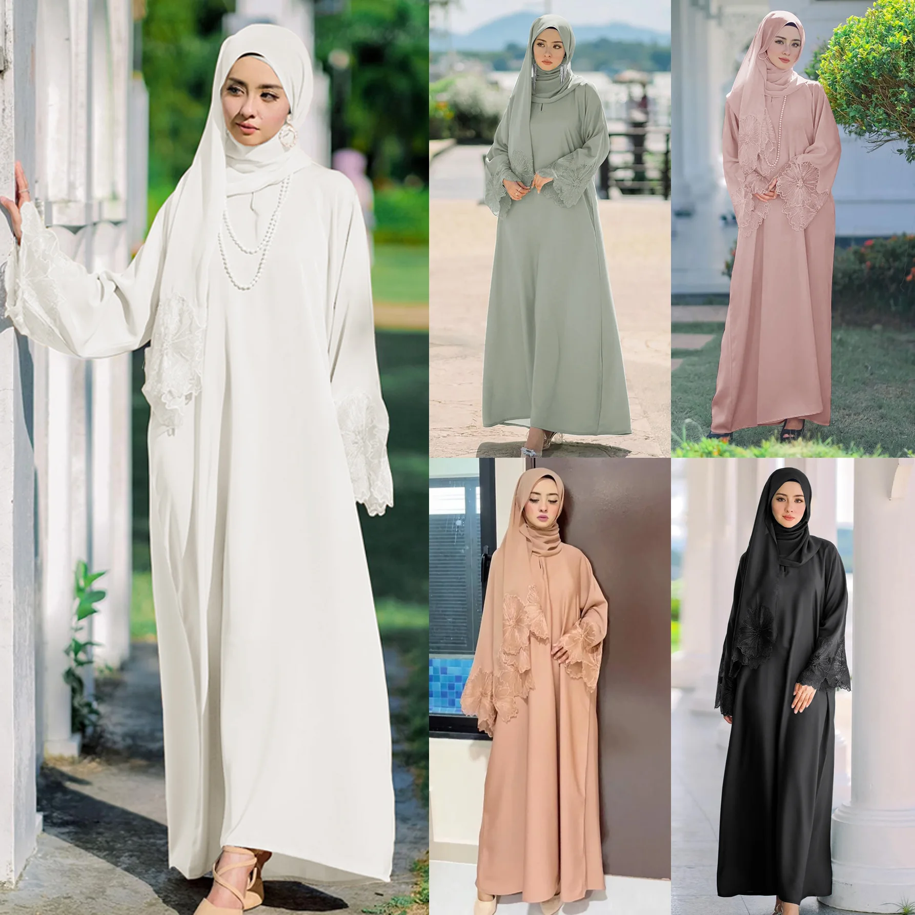 ดูไบ Abaya สําหรับผู้หญิงที่สง่างามมุสลิมเย็บปักถักร้อย Hijab Maxi ชุดตุรกี Kaftan อิสลามอาหรับ Robe Eid Ramadan Party Jalabiya ชุด