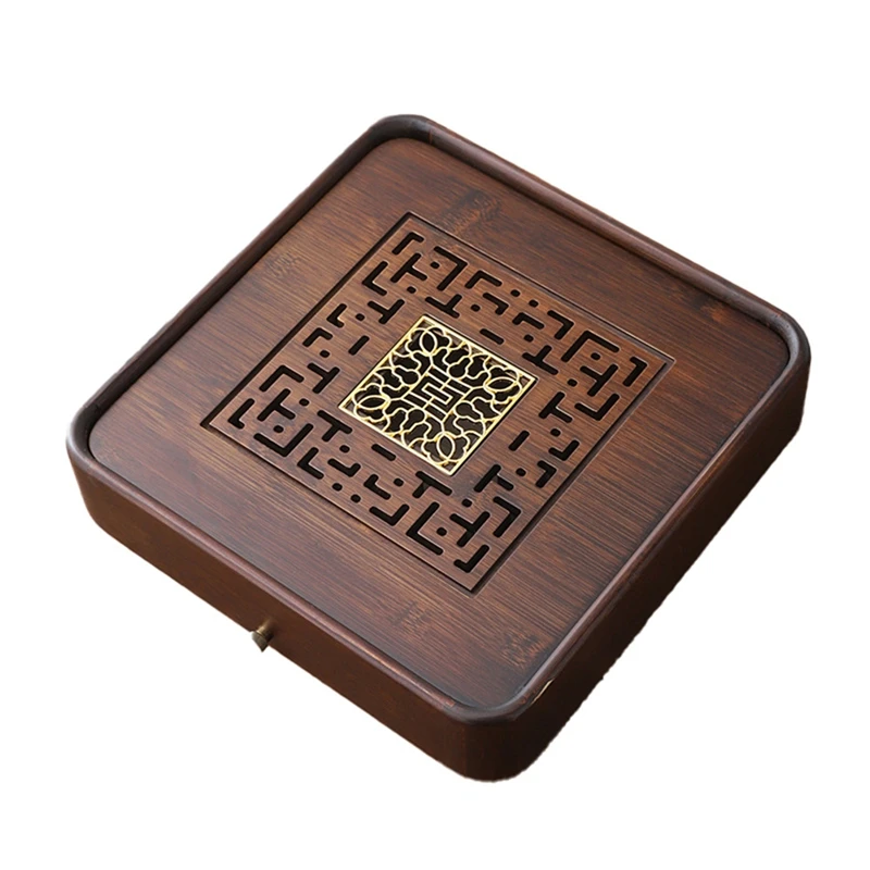 

Chinese Bamboo Tea Tray Drainage Water Storage Trays Tradition Tea Board Household Tea Table Pu'er Teaware Decorative