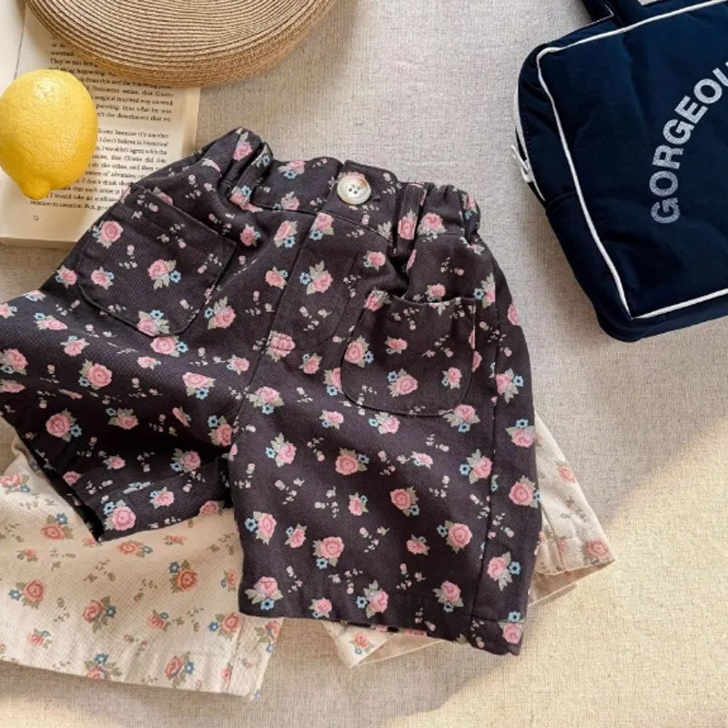 2pcs Children's Clothing Summer Girls' Stylish Floral Shorts Loose Comfortable Girl Pants For Toddler Kids Girl Summer Clothe