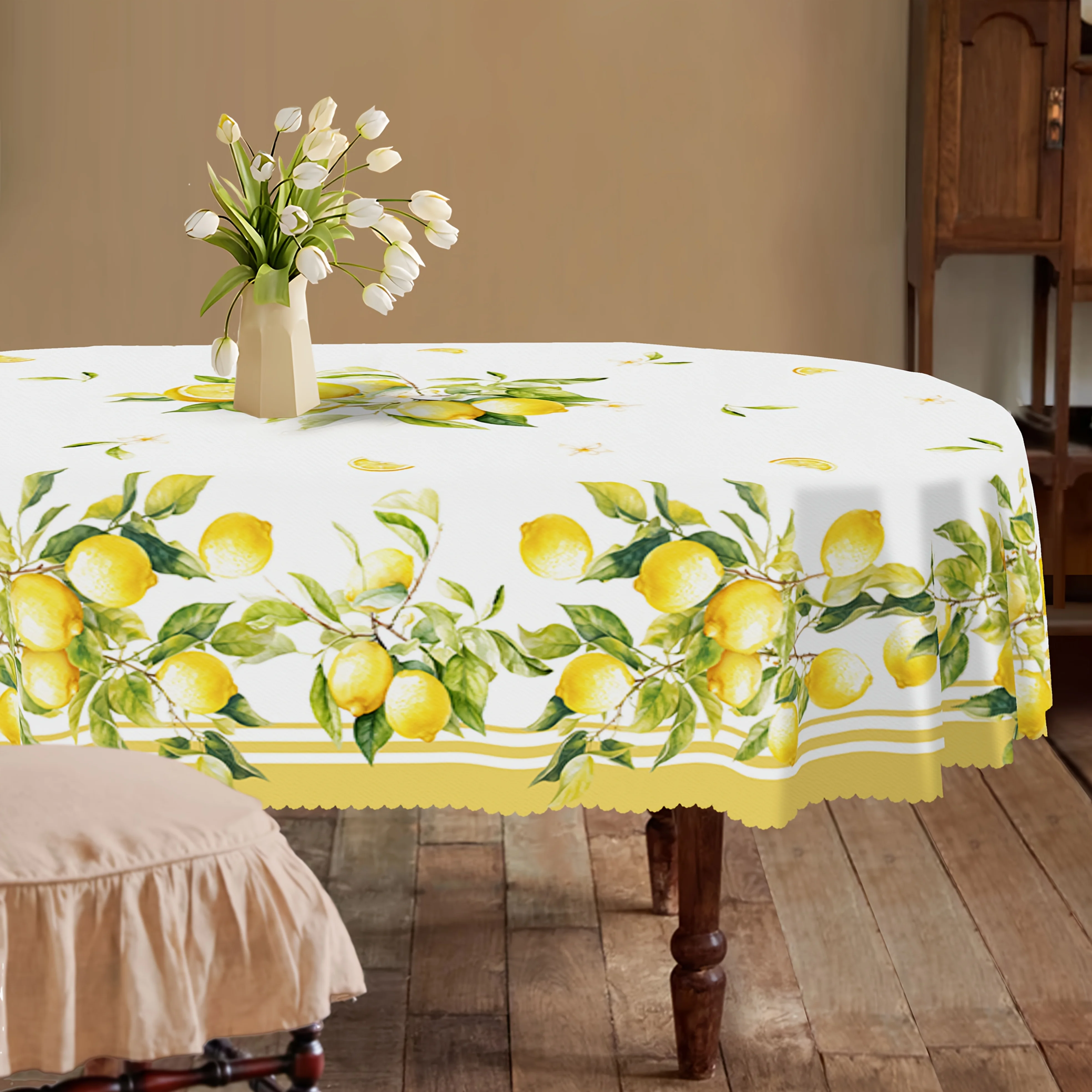 Spring Spring And Summer Lemon Tablecloth, Featuring Fresh Lemons And Leaf Designs, Perfect for Seasonal Decor, Lemon-Themed Decorations, Available in Polyester Round/Rectangular Shapes, Ideal for Home Decoration, Kitchen Dining, Parties, Festive Events - Aliexpress Deal