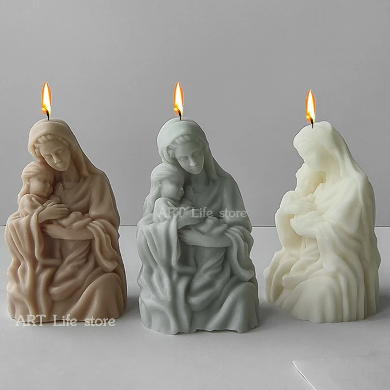 Mutter Umarmung Baby Silikon Kerze Form 3D Körper Kunst Skulptur Aromatherapie Gips Seife Harz Gussform Hause Handwerk Geschenk