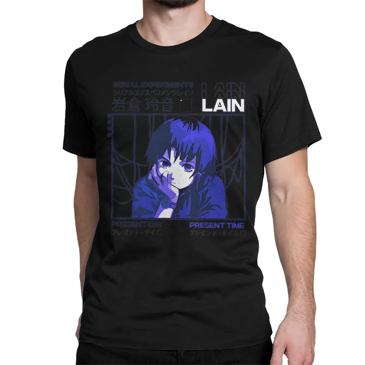 Serial Experiments Lain Cartoon T-Shirt Men Women Anime Lwakura Sci Fi Manga Cotton Tee Short Sleeve T Shirts Plus Size Clothing