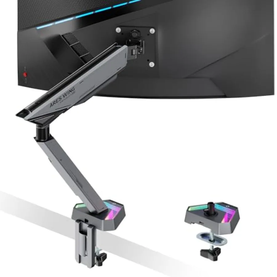 RGB desk mount for 17-45 inch flat and curved monitors aluminum alloy black heavy-duty 35.2 lbs capacity with clamp and grommet
