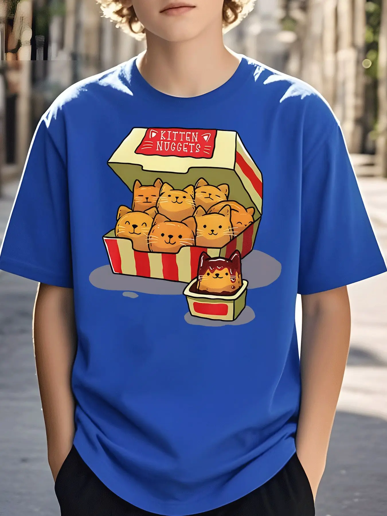 Kitten Print Children's Tshirt Casual Street Style Short Sleeved T-shirt Daily Outfit Holiday Gift Parent-child Casual Daily Top