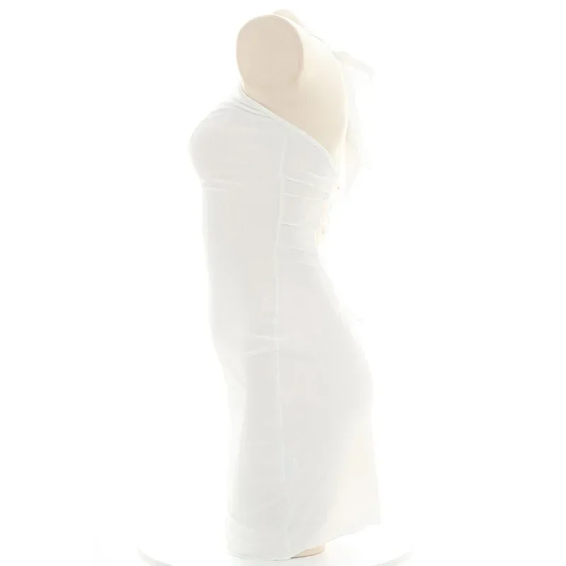 에로 드레스 섹시한 여성 유니폼 V 넥 슬림 백리스 매혹적인 원피스 드레스 나이트 클럽 파티 미니 드레스