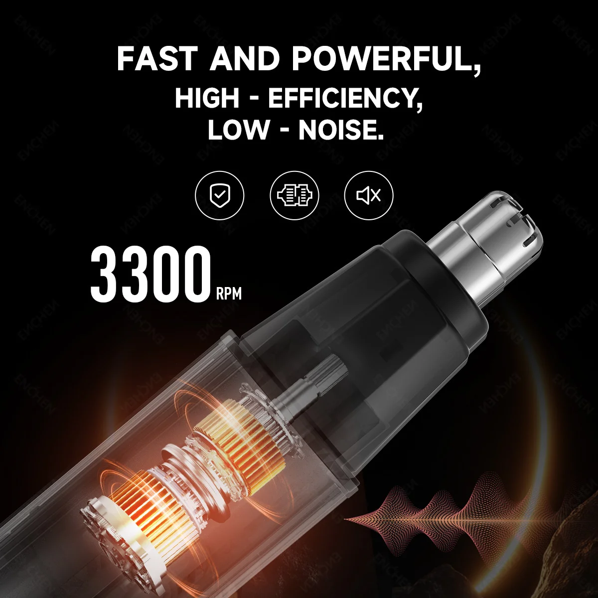 ENCHEN EN001 Aparador de pêlos profissional para nariz e orelha com cabeça de corte de aço inoxidável Porta de carregamento USB-C e luz indicadora LED