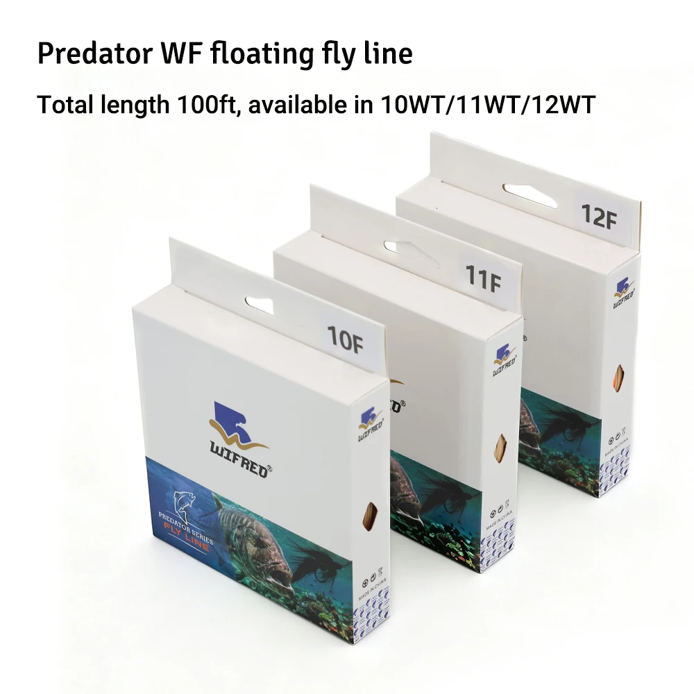 ICERIO 1PC Predator Series WF Floating Fly Line 100ft 10/11/12WT Low Memory Fly Fishing Line Pre-tied Loops for Predator Fishing
