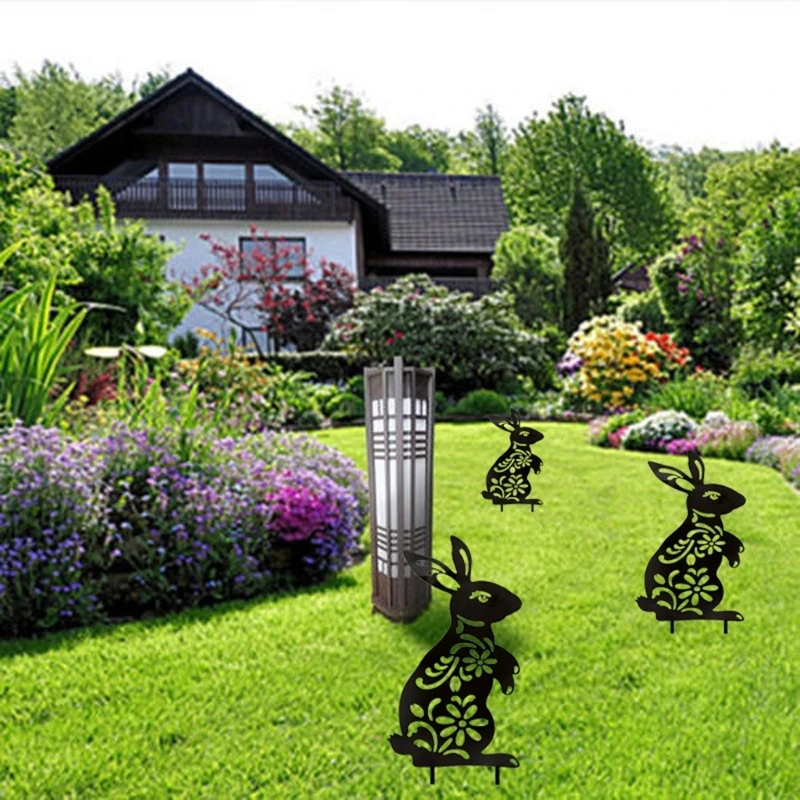 

Easter Bunny Garden Stake Rabbit Garden Art Acrylic Yard Sign Plug Ground Stake Ornament for Outdoor Courtyards Lawn Decoration