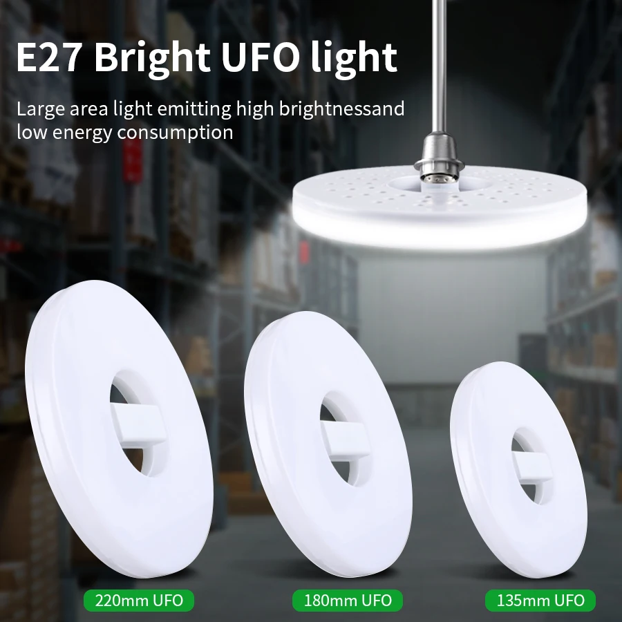 UFO 접이식 LED 램프, E27 LED 전구, 110V, 220V, 냉백색, 28W, 40W, 60W, 봄빌라 앰플, 가정용 조명