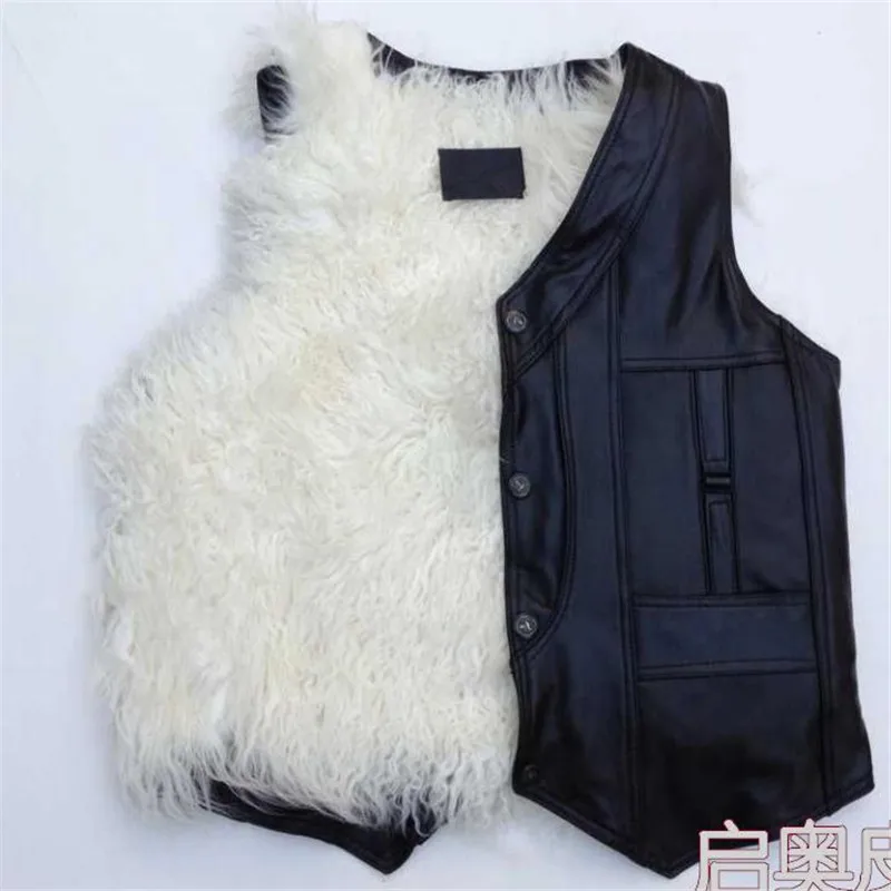 Man Genuine Leather Male Long Wool Fur Vest Thermal Sheepskin Waistcoat Cotto The Elderly Cashmere Sweater Vest,