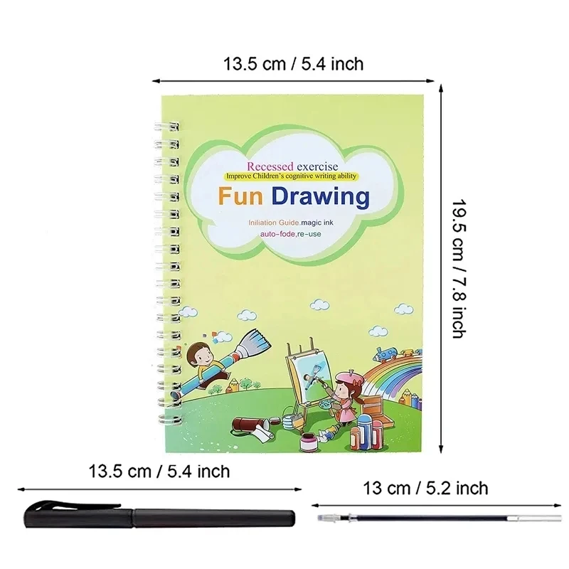 4 Books Children English Copy Book Handwrite Reusable Book Magic Books For Calligraphy Book Write Set English Letter Math Book