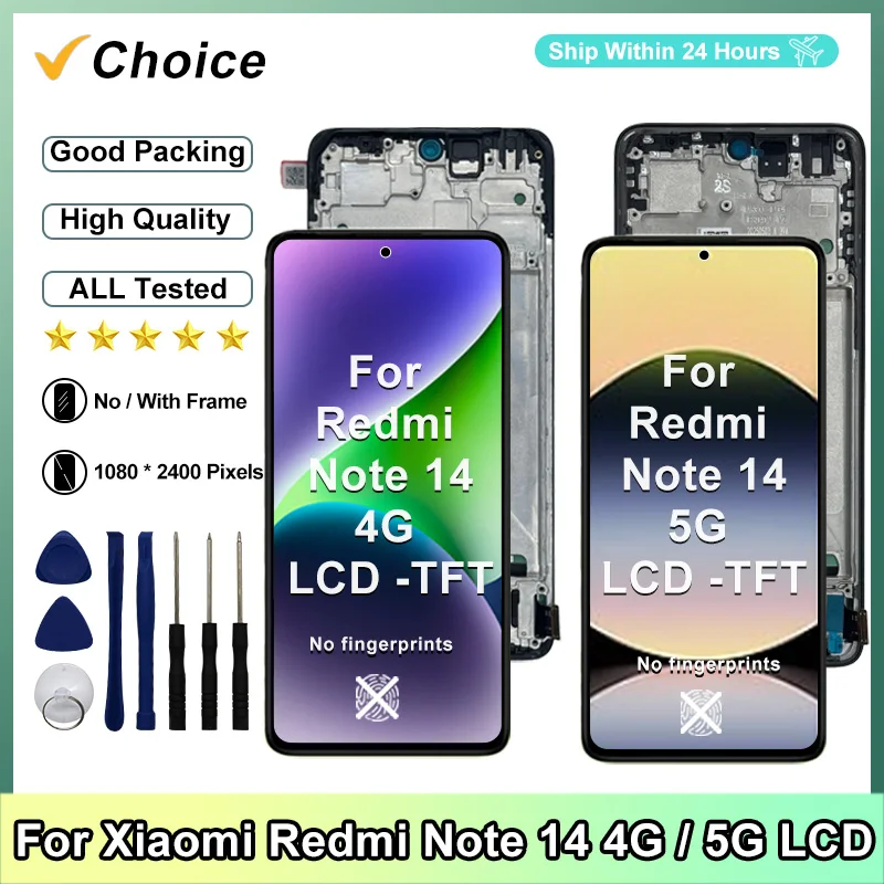 TFT LCD For Xiaomi Redmi Note 14 4G Display 24117RN76G Replacement Parts For Redmi Note14 5G LCD 24094RAD4G Digital Touch Screen