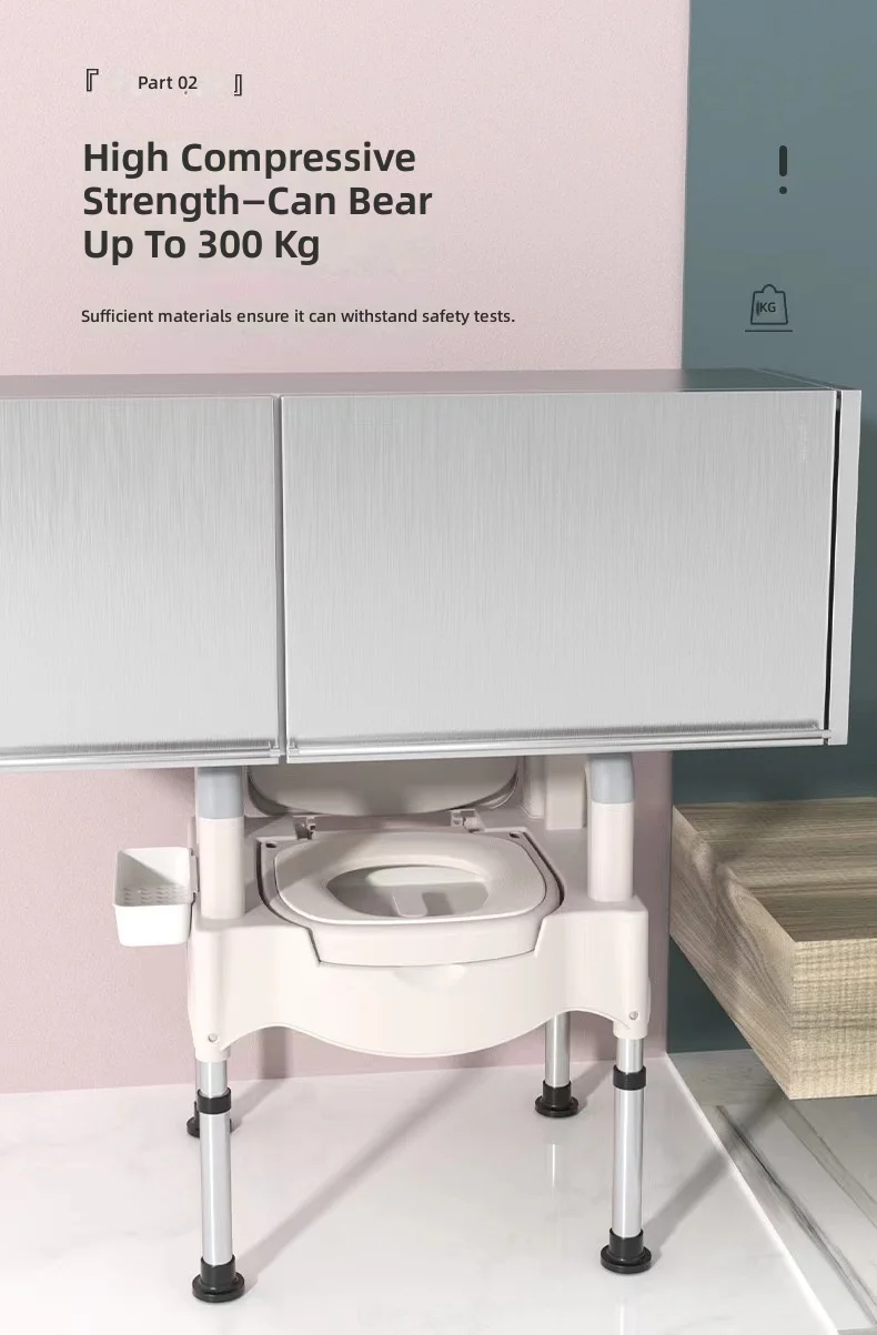 Stainless Steel Portable Toilet, Odor-Resistant Bedside Commode for Elderly, Pregnant Women &Adults, Easy-to-Clean Nighttime Use