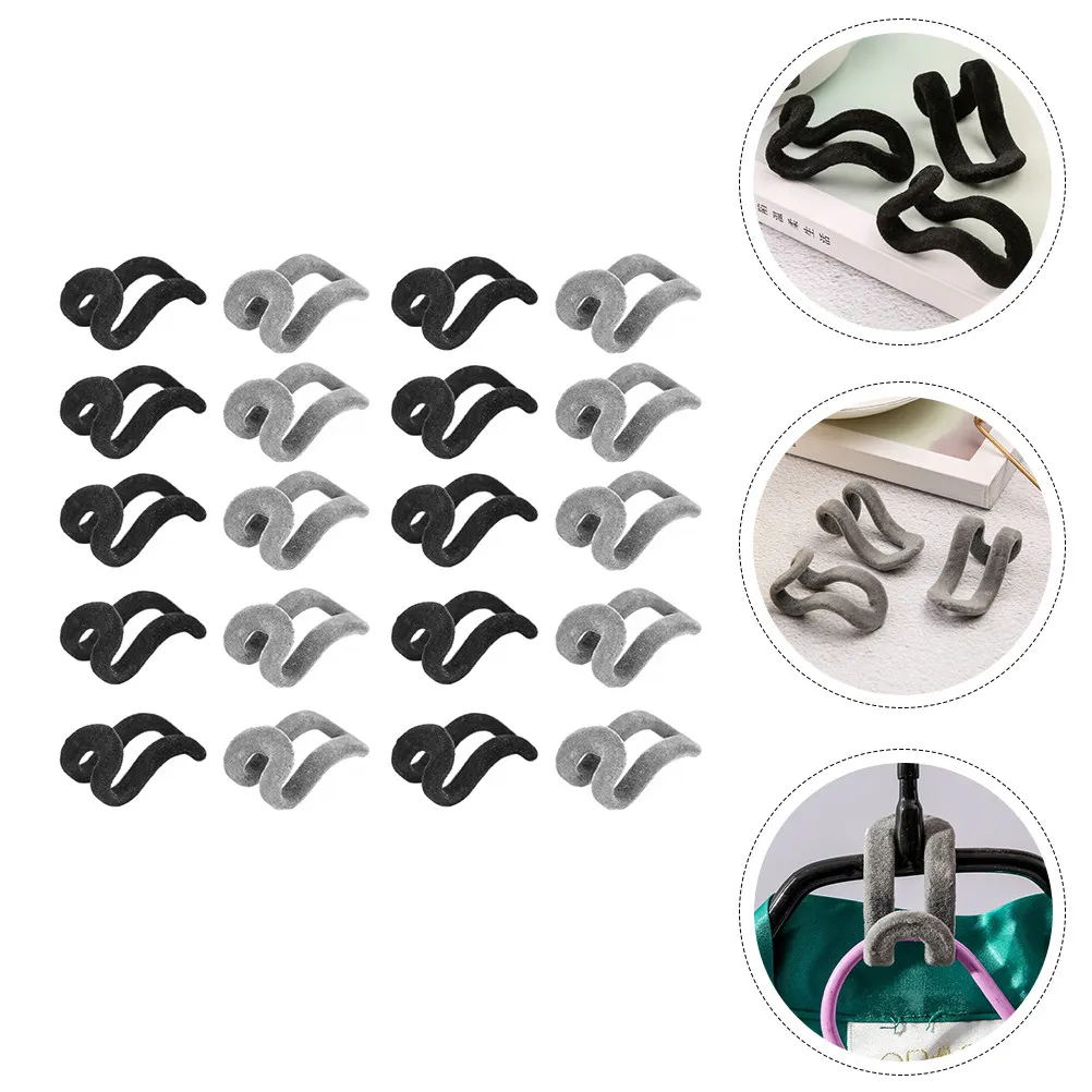 20Pcs Flocking Clothes Hanger Connection Hooks Saving Closet Organizer Wardrobe Hook Clothes Rack Storage Solution