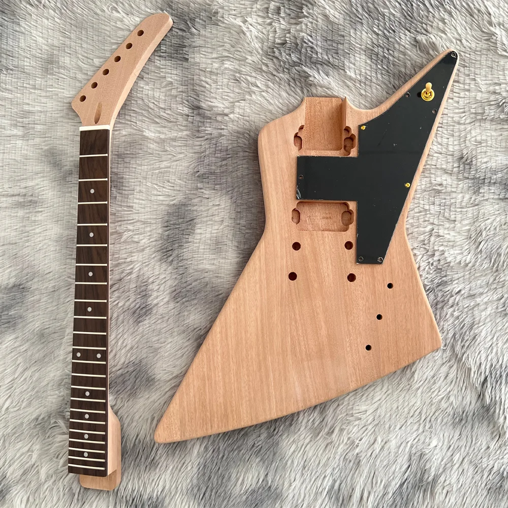 DIY Electric Guitar Kit Unfinished Mahogany Body Gold Hardware Double Humbucker Guitar Building Kit