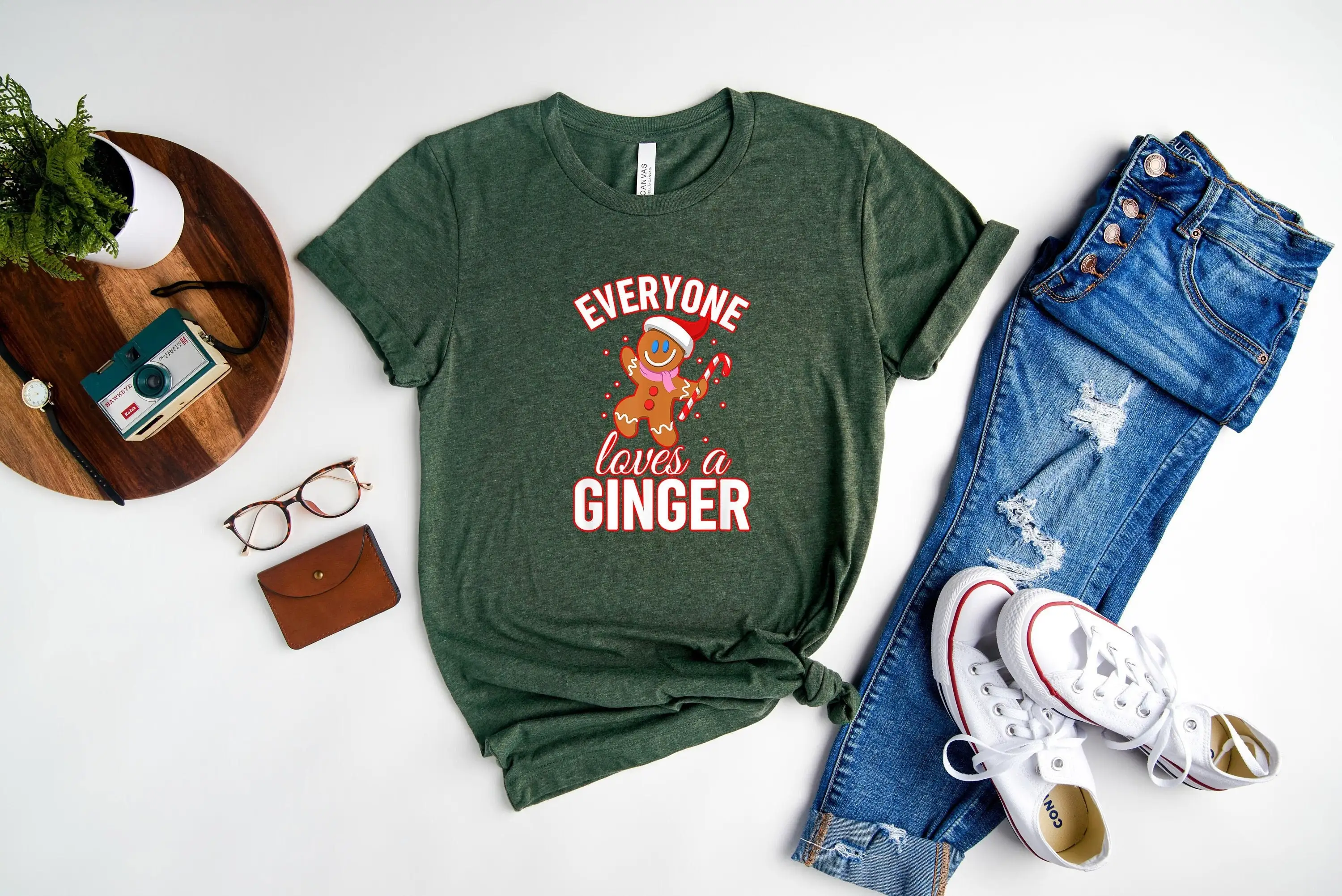 Everyone Loves A Ginger T Shirt Christmas Gingerbread Xmas Cookie Merry Funny Kids